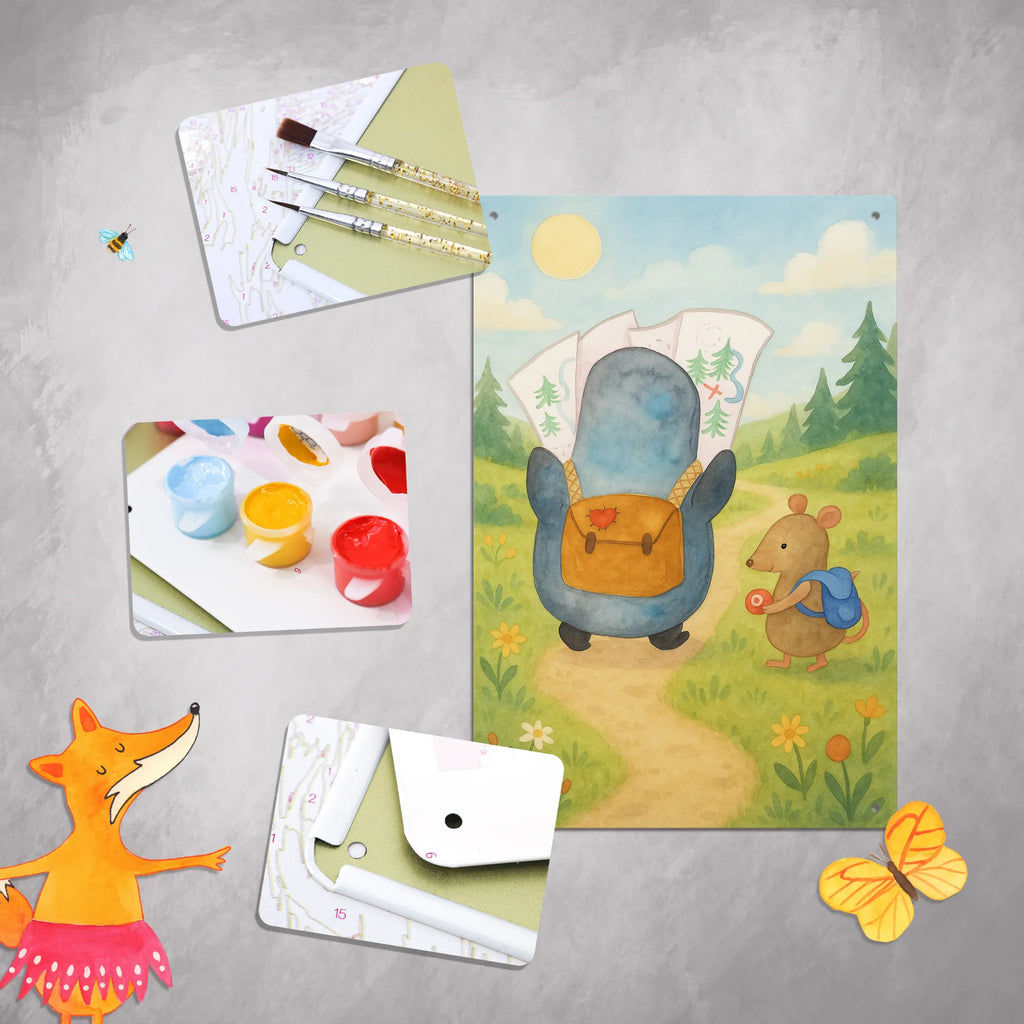 Paint by Numbers Metal Sign Penguin & Mouse Hiker Design Penguin, North Pole, Winter, Penguins, penguin, road trip, adventure, wanderlust, adventurer, excursion, penguins, hiking