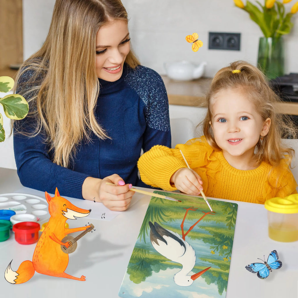 Paint by Numbers Metal Sign Stork Design small animals, cute, funny, cute animal motives, hand drawn, small world, funny sayings, good mood, happy, gifts, gift ideas, special gifts, animal lover, card, mother, birth, stork, mothers, baby bump, becoming a mother, pregnancy, pregnant, baby