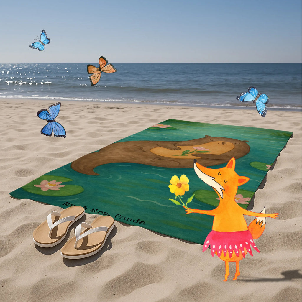 Badehandtuch Otter Seerose Design Duschtuch, Badetuch, Strandtuch, Saunatuch, Kinder Handtuch, Otter, Fischotter, Seeotter, Otter Seeotter See Otter