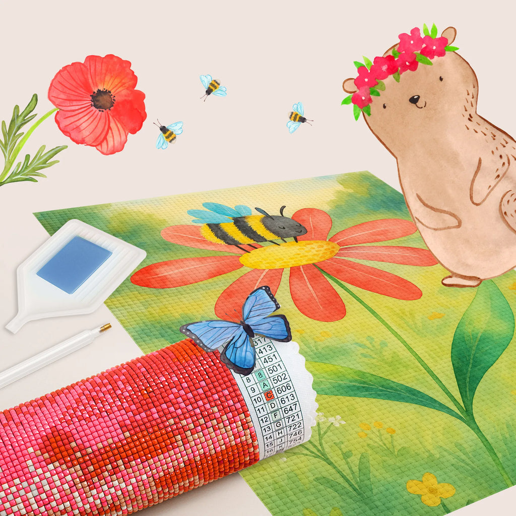 Diamond Painting bumblebee flower Design small animals, cute, funny, cute animal motives, hand drawn, small world, funny sayings, good mood, happy, gifts, gift ideas, special gifts, animal lover, card, nature, flower, bumblebees, bee, fluffy, field, bumble bee, wasp