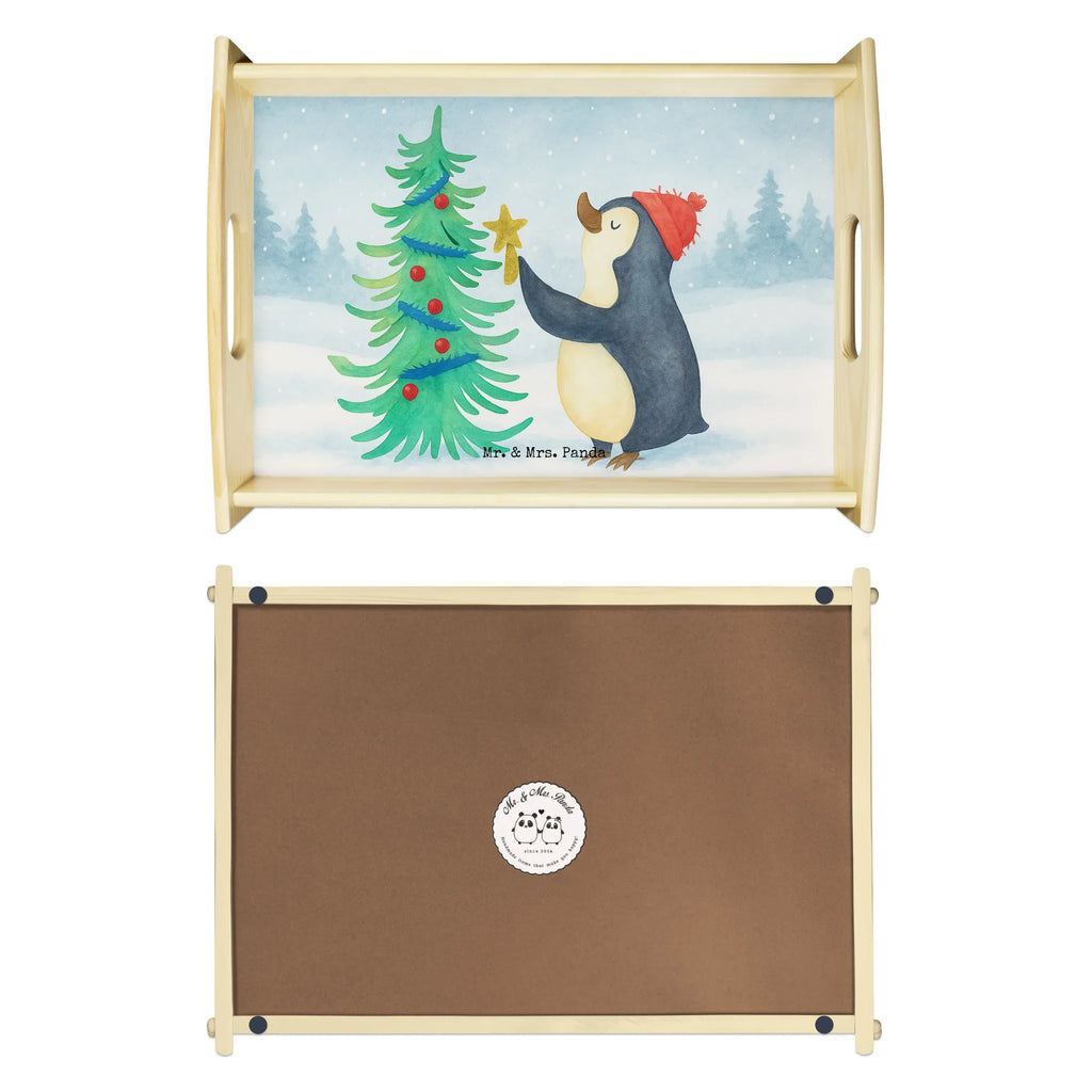 Serviertablett Pinguin Weihnachtsbaum Design Serviertablett, Tablett, Holztablett, Küchentablett, Dekotablett, Frühstückstablett, Winter, Weihnachten, Weihnachtsdeko, Nikolaus, Advent, Heiligabend, Wintermotiv, Pinguin