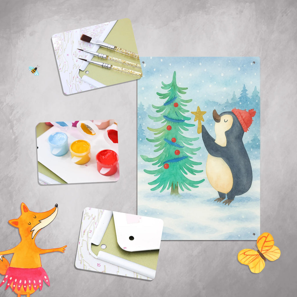 Malen nach Zahlen Metallschild Pinguin Weihnachtsbaum Design Bastelidee, Künstler, Ausmalbild, Malen nach Zahlen, DIY, Kreativität, Kunstwerk, Malen, Baseln, Winter, Weihnachten, Weihnachtsdeko, Nikolaus, Advent, Heiligabend, Wintermotiv, Pinguin