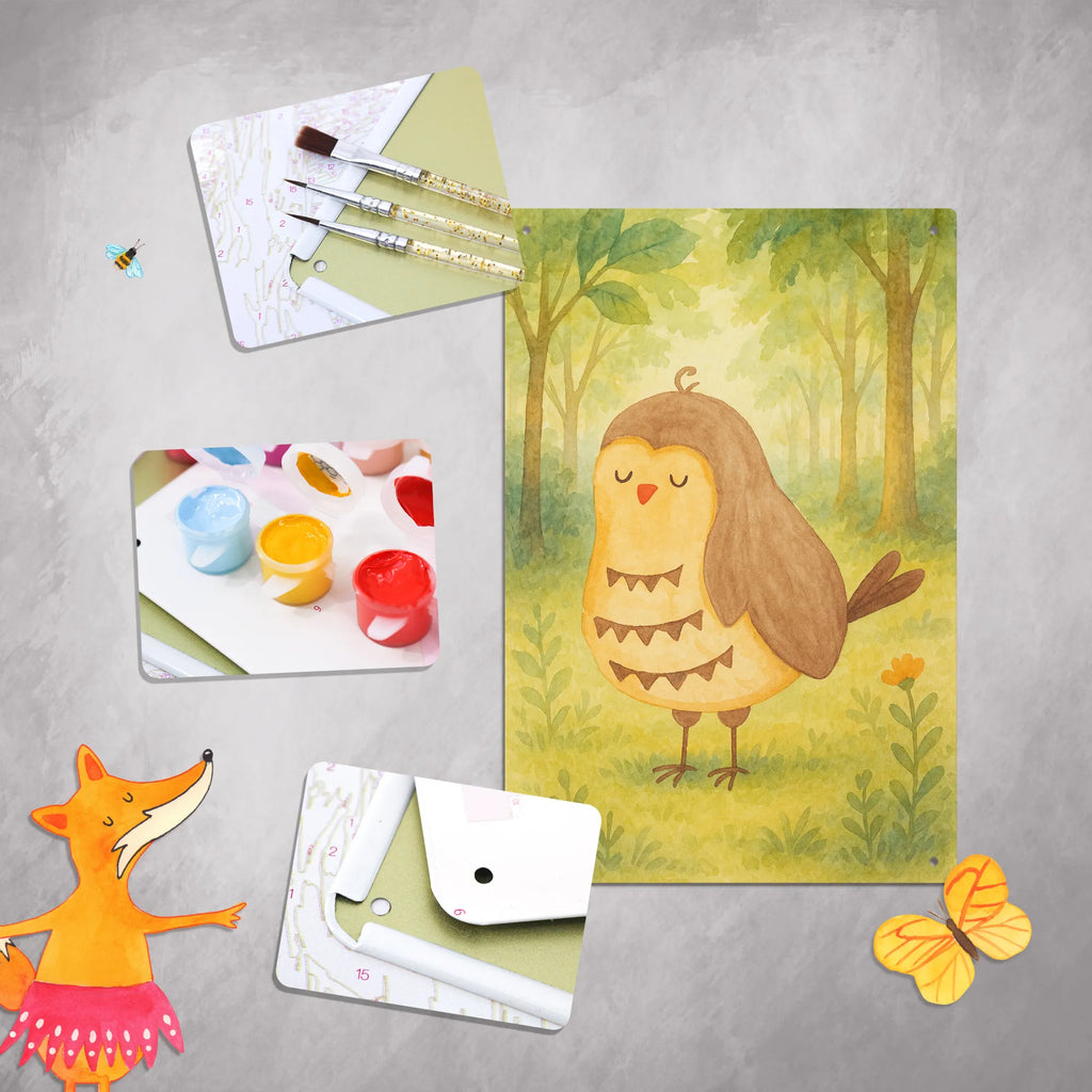 Paint by Numbers Metal Sign Owl Satisfied Design owl, forest animal, bird, nocturnal, gift ideas, birthday present, illustrated, funny, romantic gift, owl decor, Saying beautiful, Love saying, Owl, Pun funny, Owl deco, Owl saying, Romantic, Wedding anniversary gift