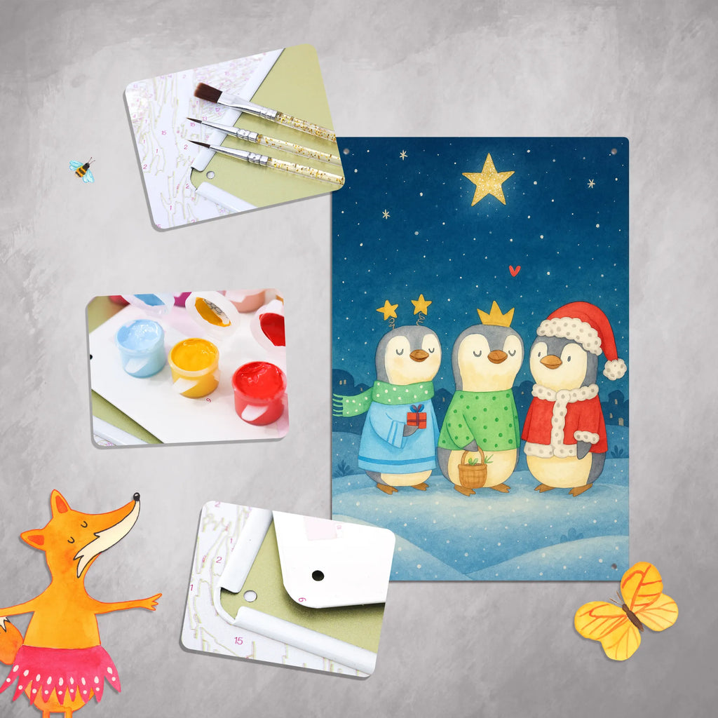 Metalowy szyld do malowania po numerach zimowy czas Święci Trzej Królowie Design Zima, Boże Narodzenie, dekoracje świąteczne, Mikołaj, Adwent, Wigilia, zimowy motyw