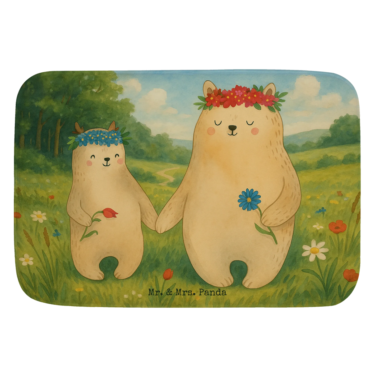 Bath mat Bears with flower crown Design Father's Day, Mother's Day, daughters, children, favorite person, role model, bears, favorite mommy, gift mommy. mother's day, world best mommy, child, daughter, best mommy