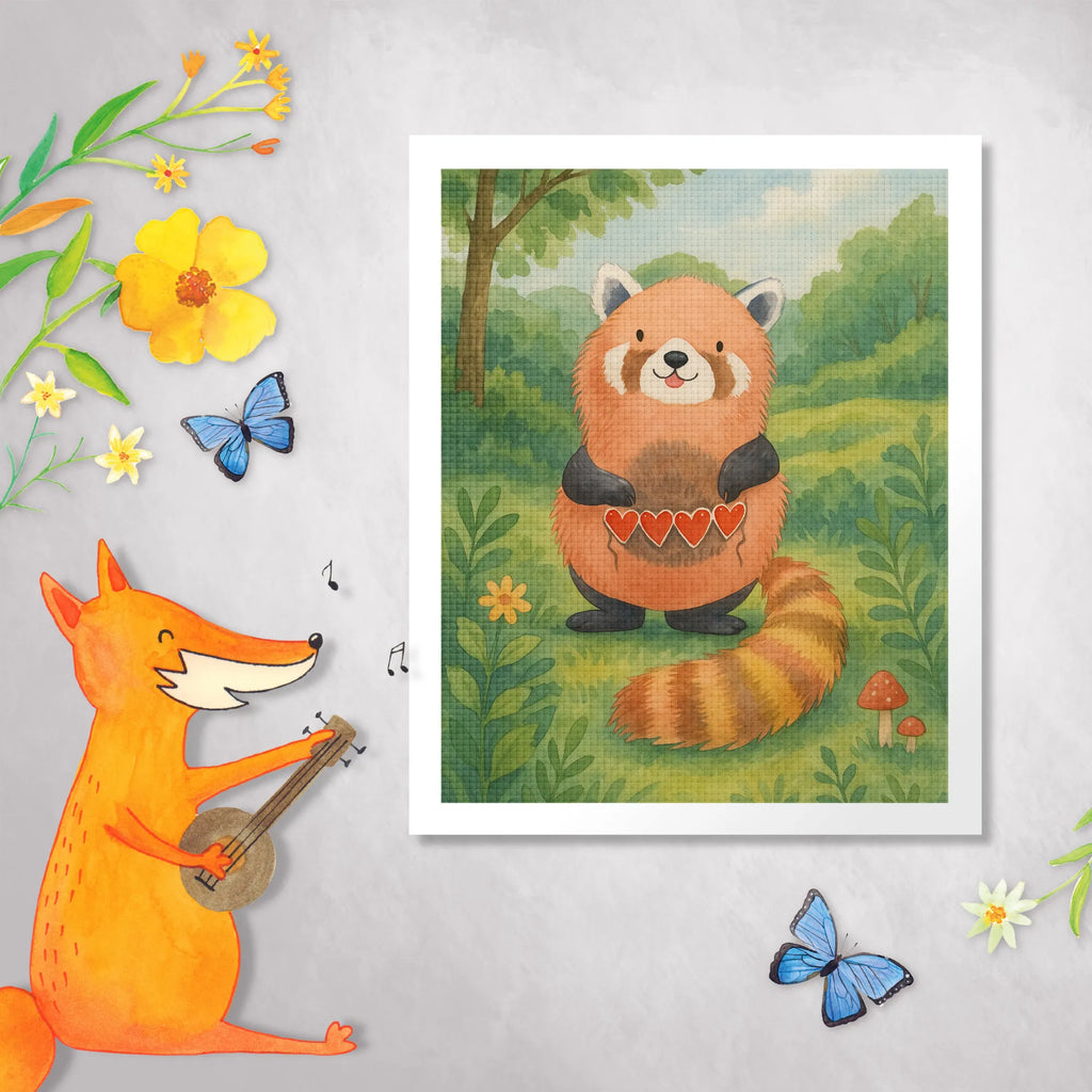 Diamond Painting red panda Design small animals, cute, funny, cute animal motives, hand drawn, small world, funny sayings, good mood, happy, gifts, gift ideas, special gifts, animal lover, card, Panda, red, love, favourite person, heart, darling