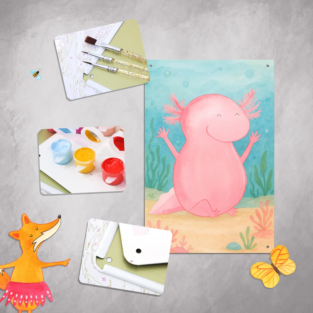 Metalowy szyld do malowania po numerach Axolotl Hurra Design Axolotl, Molch
