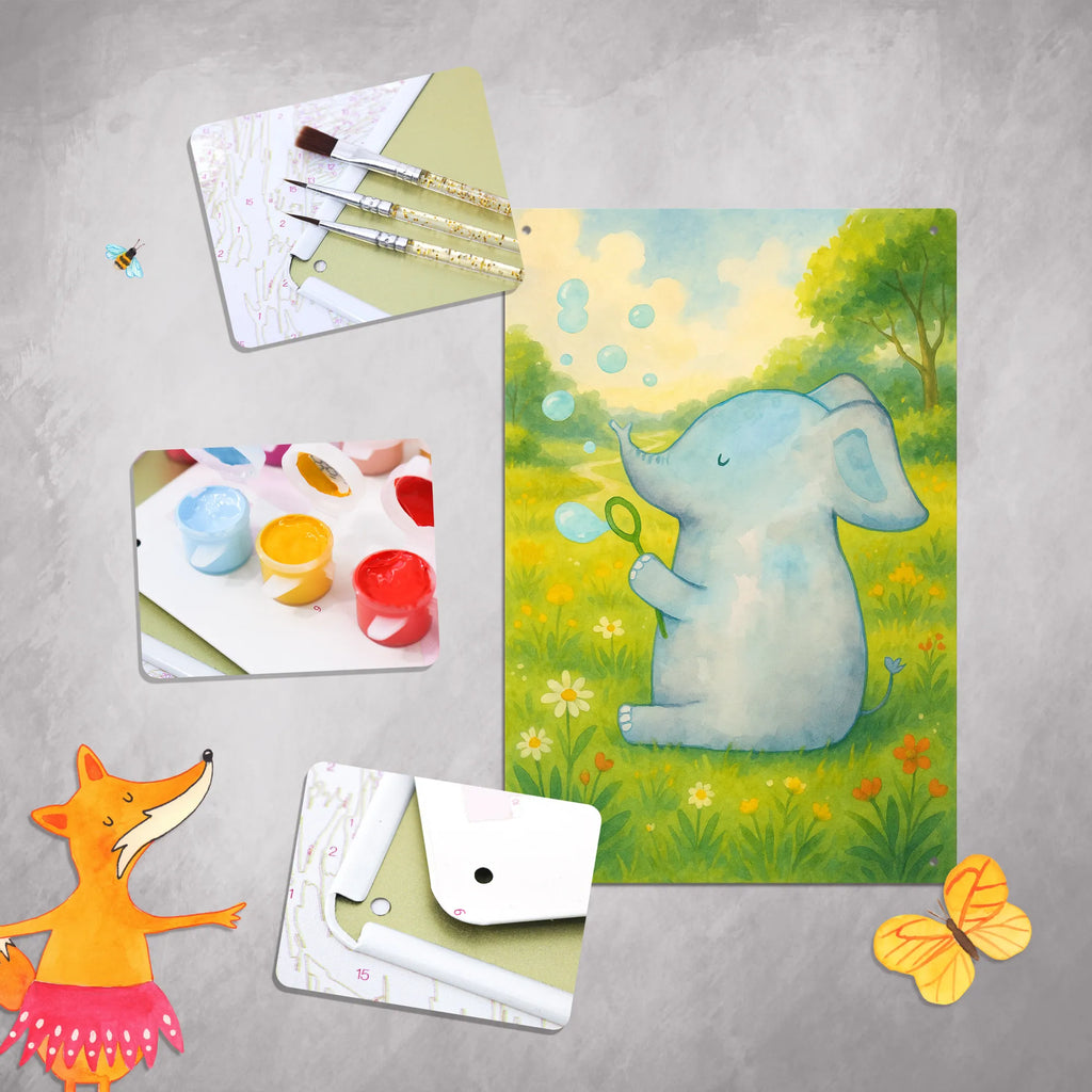 Metalowy szyld do malowania po numerach słoń bańki mydlane Design Motywy zwierzęce, dobra energia, zabawne powiedzonka, zwierzęta