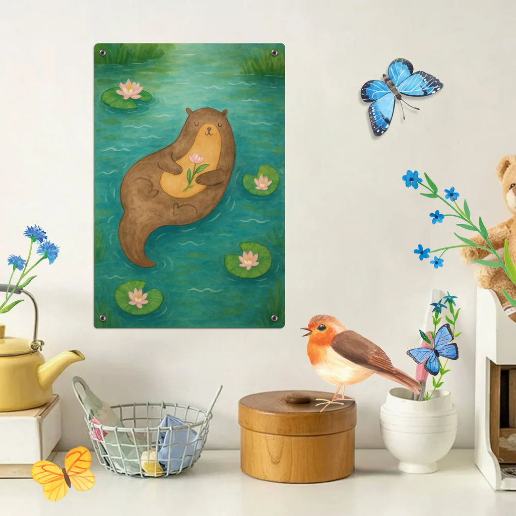 Paint by Numbers Metal Sign otter Water Lily Design otter, marten, sea otter, European otter, water mammal, aquatic animal, baby otter, predator, water, otter gifts, animal lover, gift ideas for animal lovers, animal, mammal, water animal, gifts for people in love