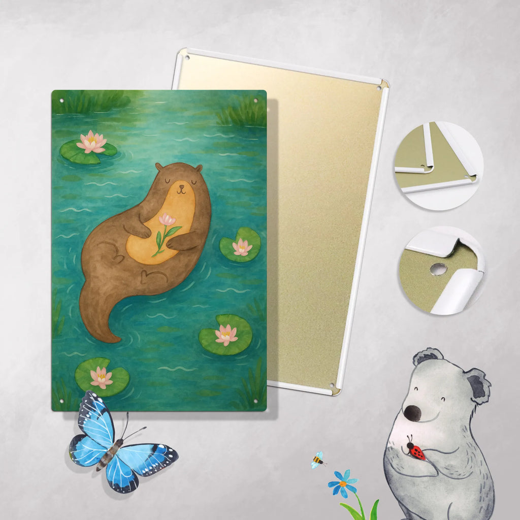 Paint by Numbers Metal Sign otter Water Lily Design otter, marten, sea otter, European otter, water mammal, aquatic animal, baby otter, predator, water, otter gifts, animal lover, gift ideas for animal lovers, animal, mammal, water animal, gifts for people in love