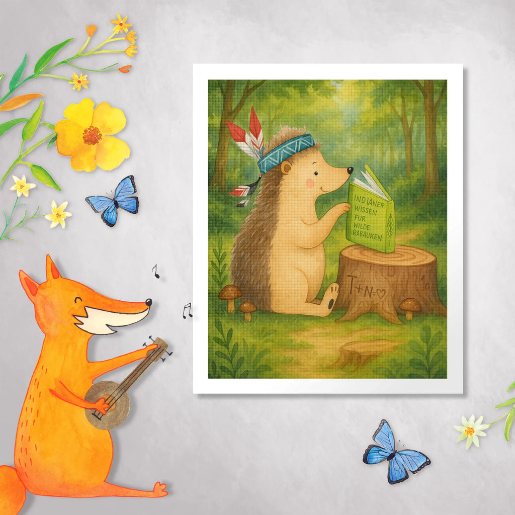 Diamond Painting Hedgehog feather headdress Design Forest animals, Indians, Camping, Hedgehogs, Campfire, Adventure