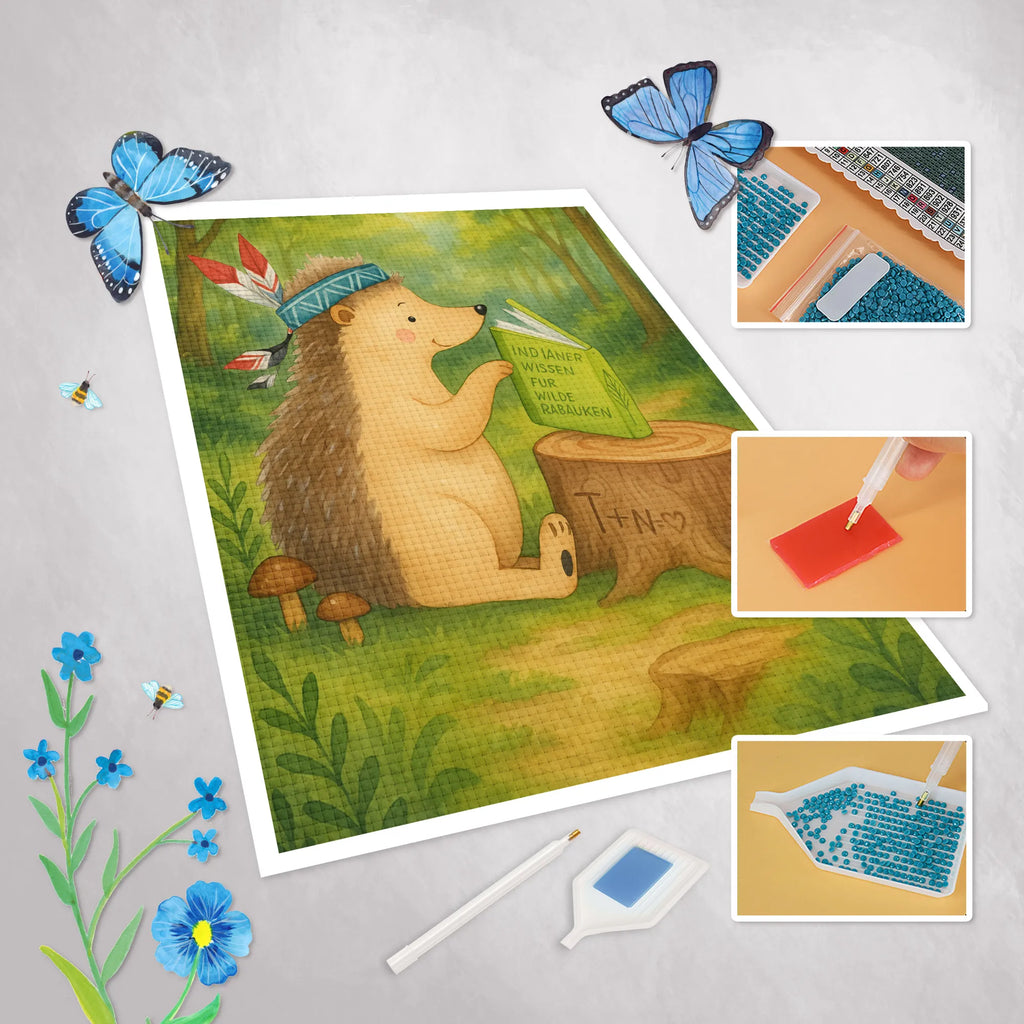 Diamond Painting Hedgehog feather headdress Design Forest animals, Indians, Camping, Hedgehogs, Campfire, Adventure