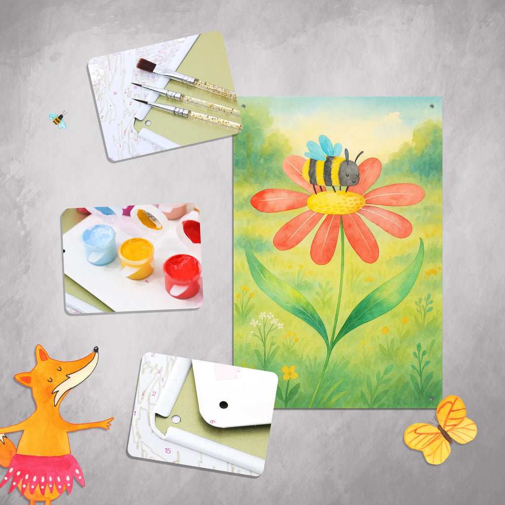 Metalowy szyld do malowania po numerach trzmiel kwiat Design Motywy zwierzęce, dobra energia, zabawne powiedzonka, zwierzęta