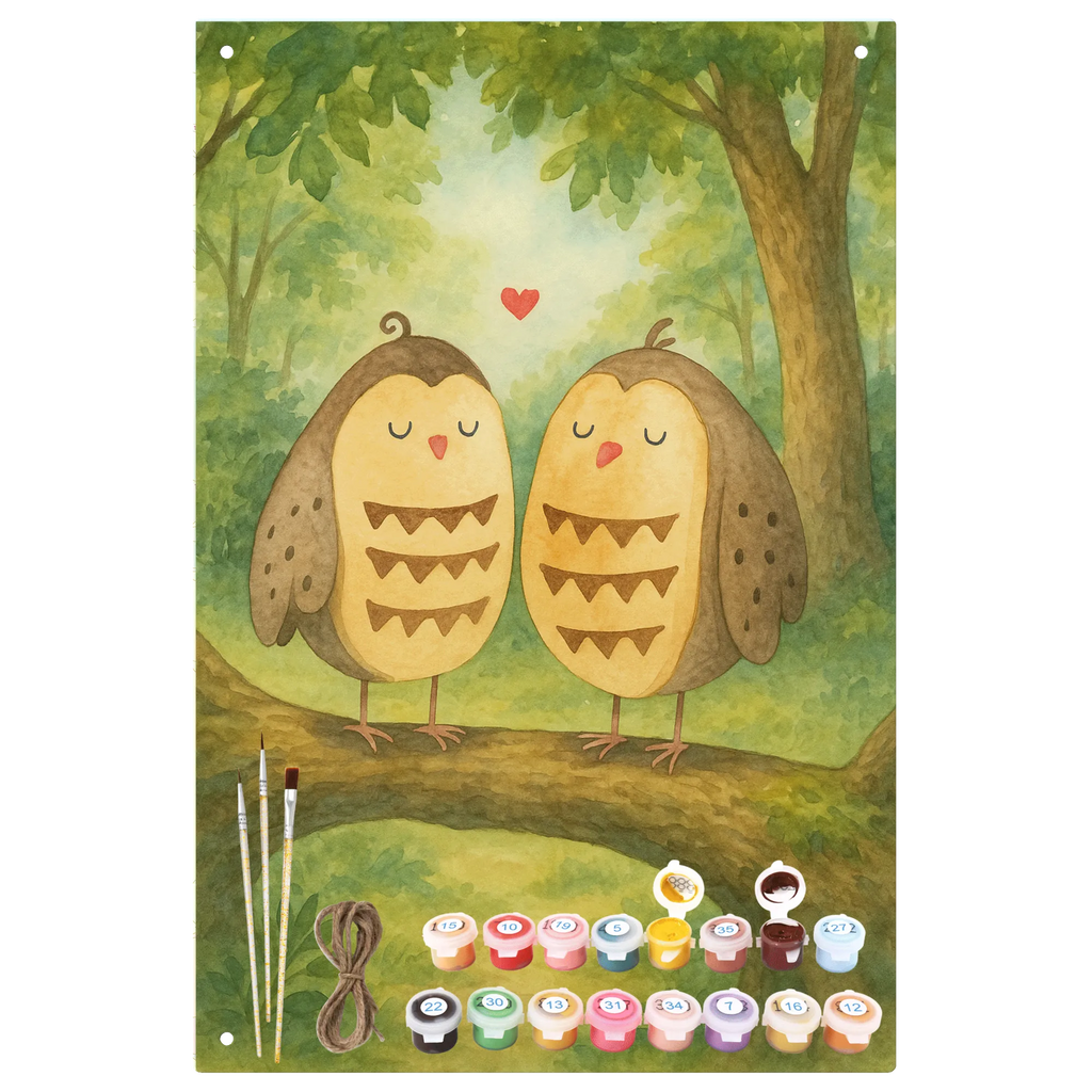 Metalowy szyld do malowania po numerach sowy miłość Design Sowa