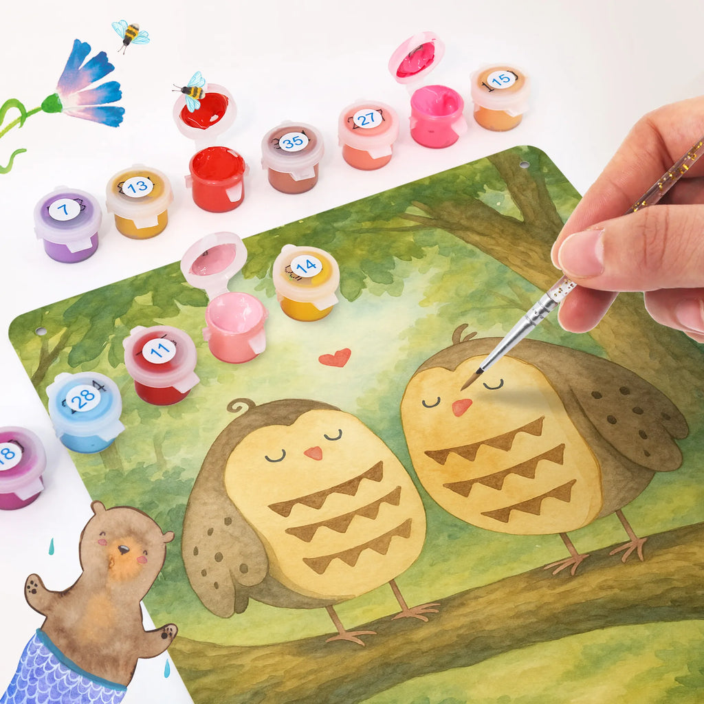 Metalowy szyld do malowania po numerach sowy miłość Design Sowa