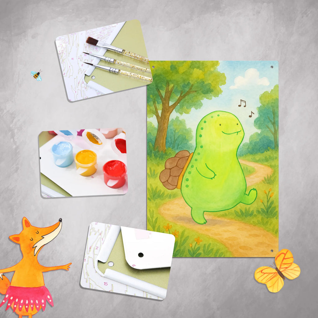 Metalowy szyld do malowania po numerach żółw gwizdać Design Skałka