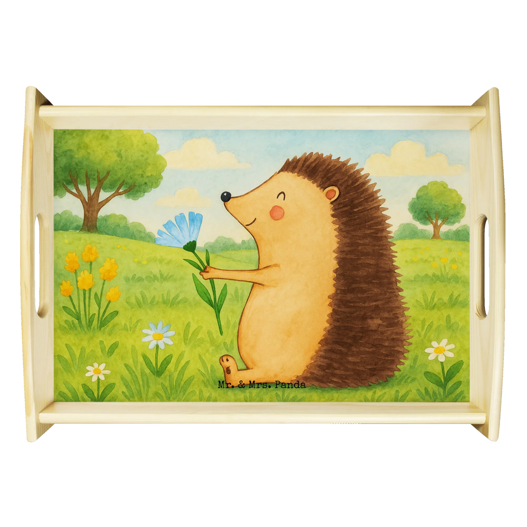 Serviertablett Igel Blumen Design Serviertablett, Tablett, Holztablett, Küchentablett, Dekotablett, Frühstückstablett, Tiermotive, Gute Laune, lustige Sprüche, Tiere, Igel, Gute Besserung, Genesungswünsche, Krankheit, Krankenhaus, krank, Besuch