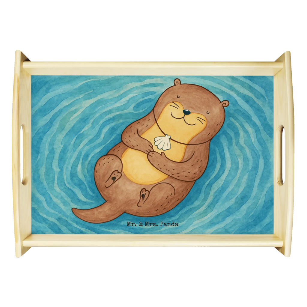 Serviertablett Otter Muschel Design Serviertablett, Tablett, Holztablett, Küchentablett, Dekotablett, Frühstückstablett, Otter, Fischotter, Seeotter, Otterliebe, grübeln, träumen, Motivation, Tagträumen, Büro