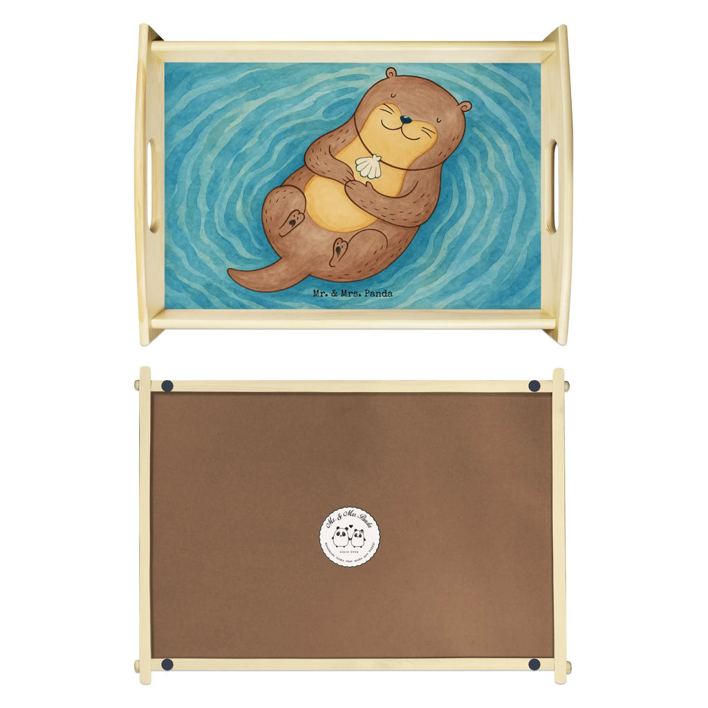 Serviertablett Otter Muschel Design Serviertablett, Tablett, Holztablett, Küchentablett, Dekotablett, Frühstückstablett, Otter, Fischotter, Seeotter, Otterliebe, grübeln, träumen, Motivation, Tagträumen, Büro