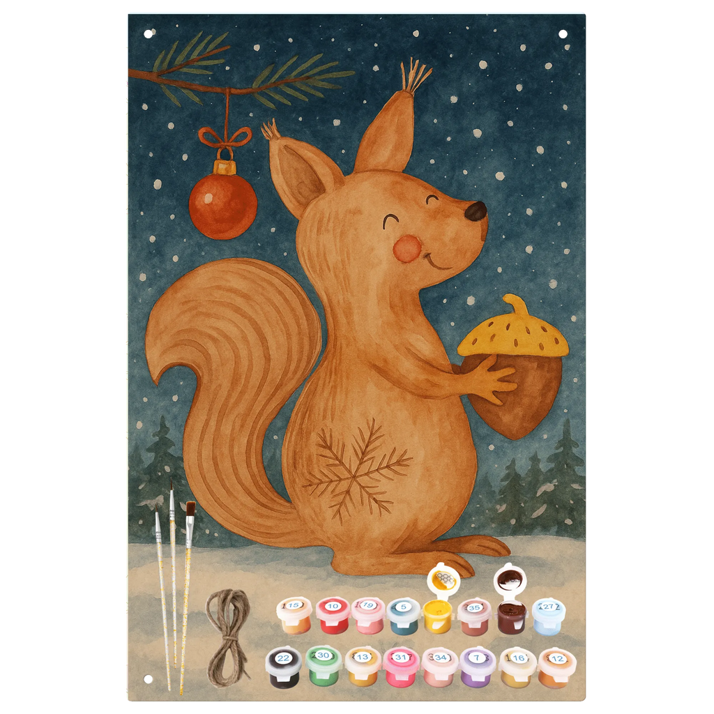 Paint by Numbers Metal Sign Squirrel Christmas Design Winter, Christmas, Christmas time, snow, Merry Christmas, New Year, Bird, Xmas, Happy New Year, Christmas Greeting, Christmas Theme