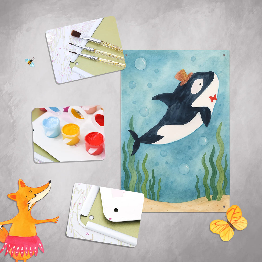 Paint by Numbers Metal Sign orca cylinder Design Seafood, aquatic animals, ocean, sea, fish, shells, corals, reef, whale, narwhal, sea urchin, lobster, platypus, turtle, manatee, crocodile, orca, shrimp, gifts for seafood lovers, water world, underwater animals, underwater world, vacation, deep sea, seafood fans, gift ideas, seafood decoration, seafood posters, glitter, party, congratulations, feast, confetti, birthday, celebration