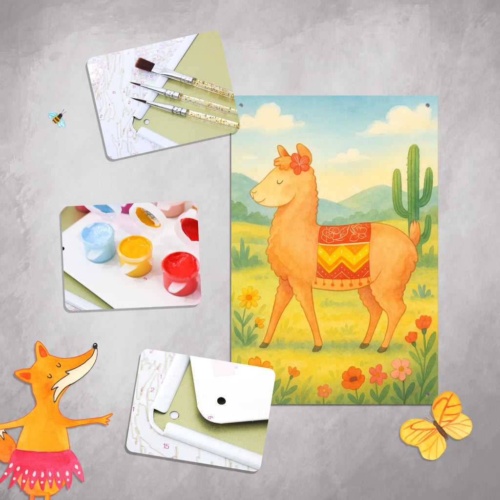 Malen nach Zahlen Metallschild Alpaka Stolz Design Kunstwerk, Baseln, DIY, Malen, Künstler, Bastelidee, Kreativität, Ausmalbild, Malen nach Zahlen, Alpaka, Lama