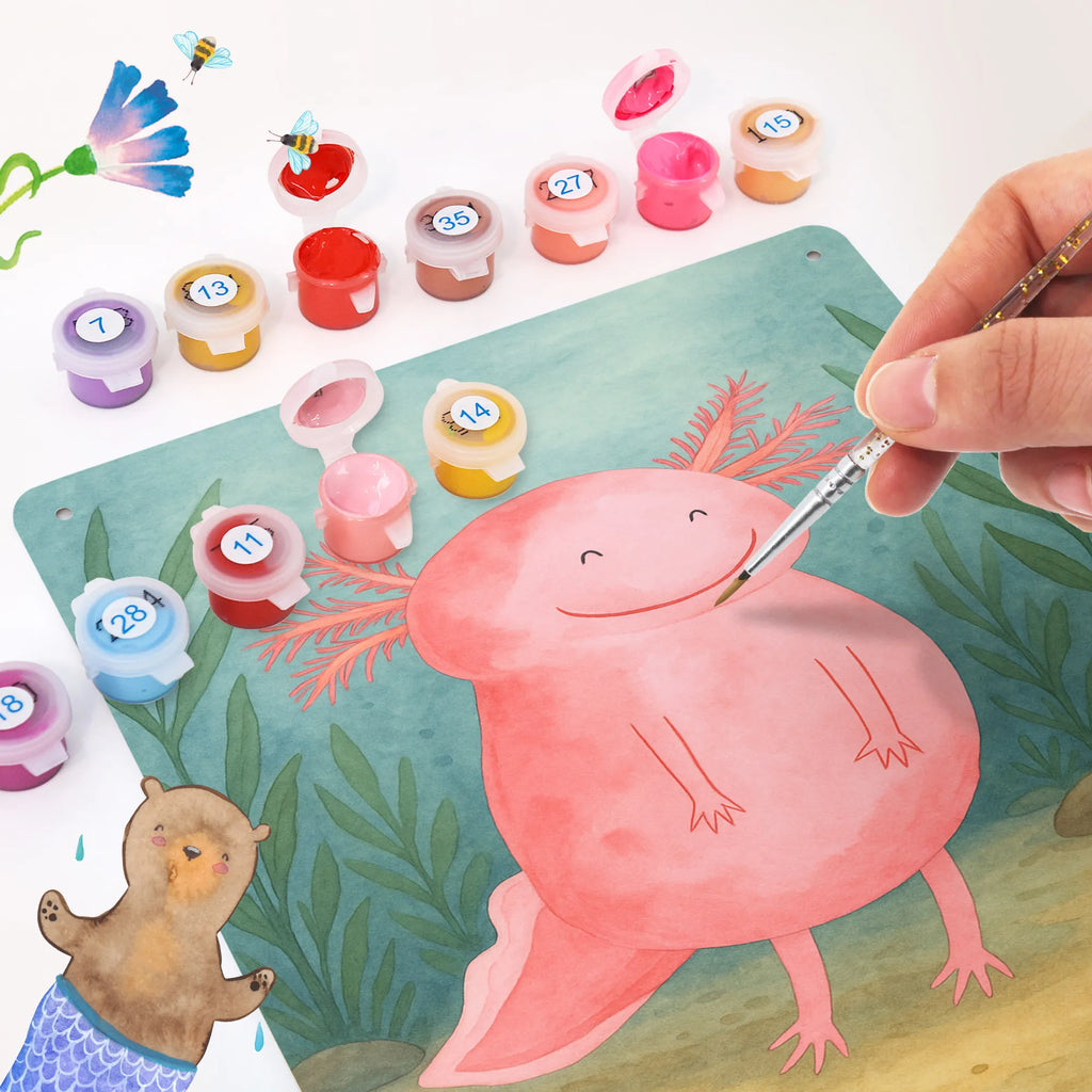 Malen nach Zahlen Metallschild Axolotl Glücklich Design Ausmalbild, Bastelidee, Künstler, Kreativität, DIY, Baseln, Malen nach Zahlen, Kunstwerk, Malen, Axolotl, Molch, Schwanzlurch, gute Laune, Lurche, Axolot, Motivation, Lurch