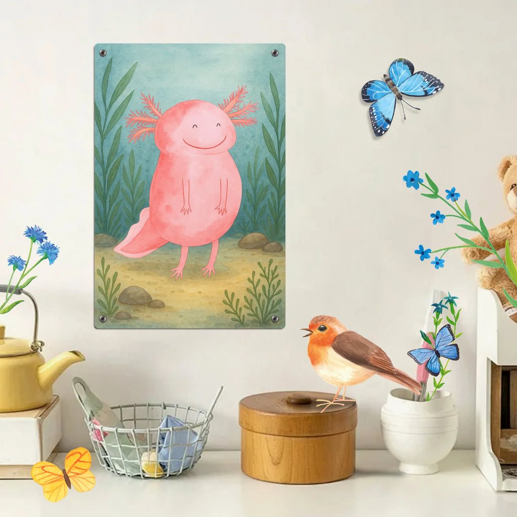 Malen nach Zahlen Metallschild Axolotl Glücklich Design Ausmalbild, Bastelidee, Künstler, Kreativität, DIY, Baseln, Malen nach Zahlen, Kunstwerk, Malen, Axolotl, Molch, Schwanzlurch, gute Laune, Lurche, Axolot, Motivation, Lurch