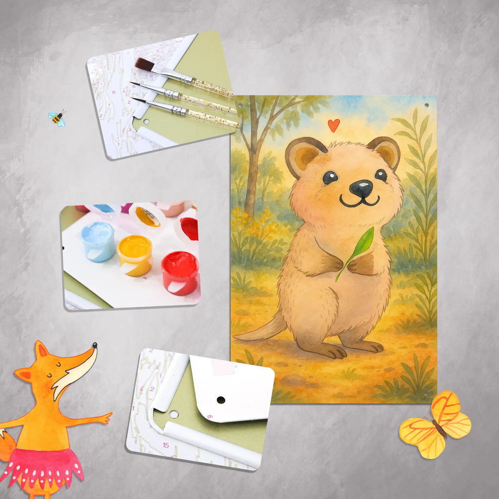 Metalowy szyld do malowania po numerach Quokka Szczęśliwy Design Motywy zwierzęce, dobra energia, zabawne powiedzonka, zwierzęta