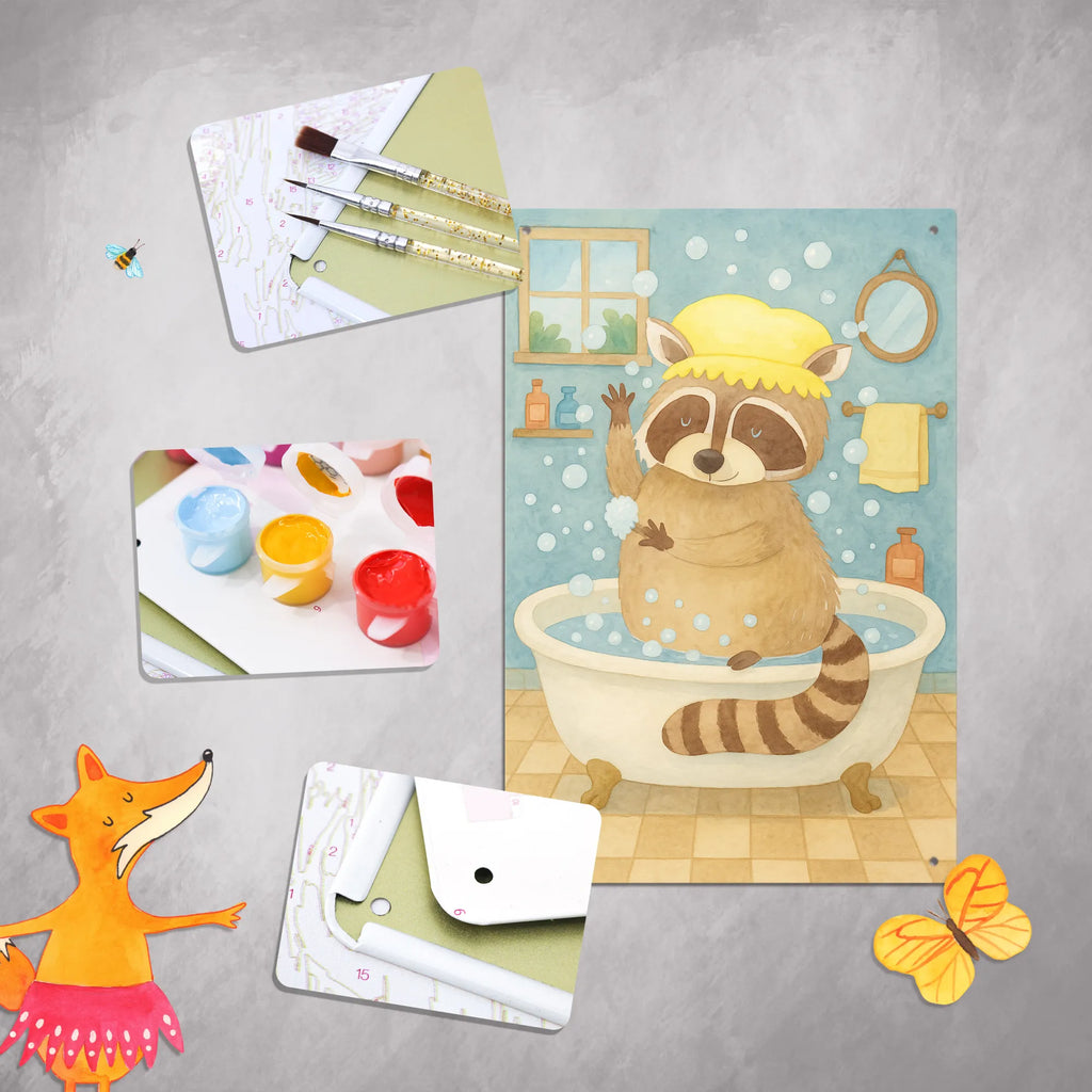 Malen nach Zahlen Metallschild Waschbär Design Malen, Kreativität, Ausmalbild, Bastelidee, Künstler, DIY, Baseln, Malen nach Zahlen, Kunstwerk, Tiermotive, Gute Laune, lustige Sprüche, Tiere, Fröhlich, Tagträumen, Plan, waschen, Seifenblasen, Waschbär