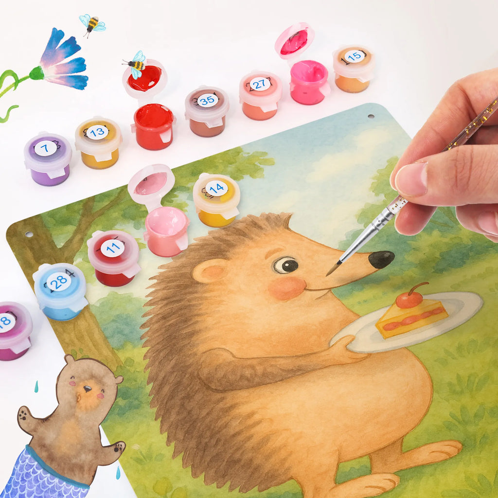 Metalowy szyld do malowania po numerach jeż kawałek ciasta Design Motywy zwierzęce, dobra energia, zabawne powiedzonka, zwierzęta