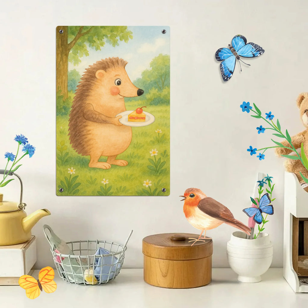 Metalowy szyld do malowania po numerach jeż kawałek ciasta Design Motywy zwierzęce, dobra energia, zabawne powiedzonka, zwierzęta