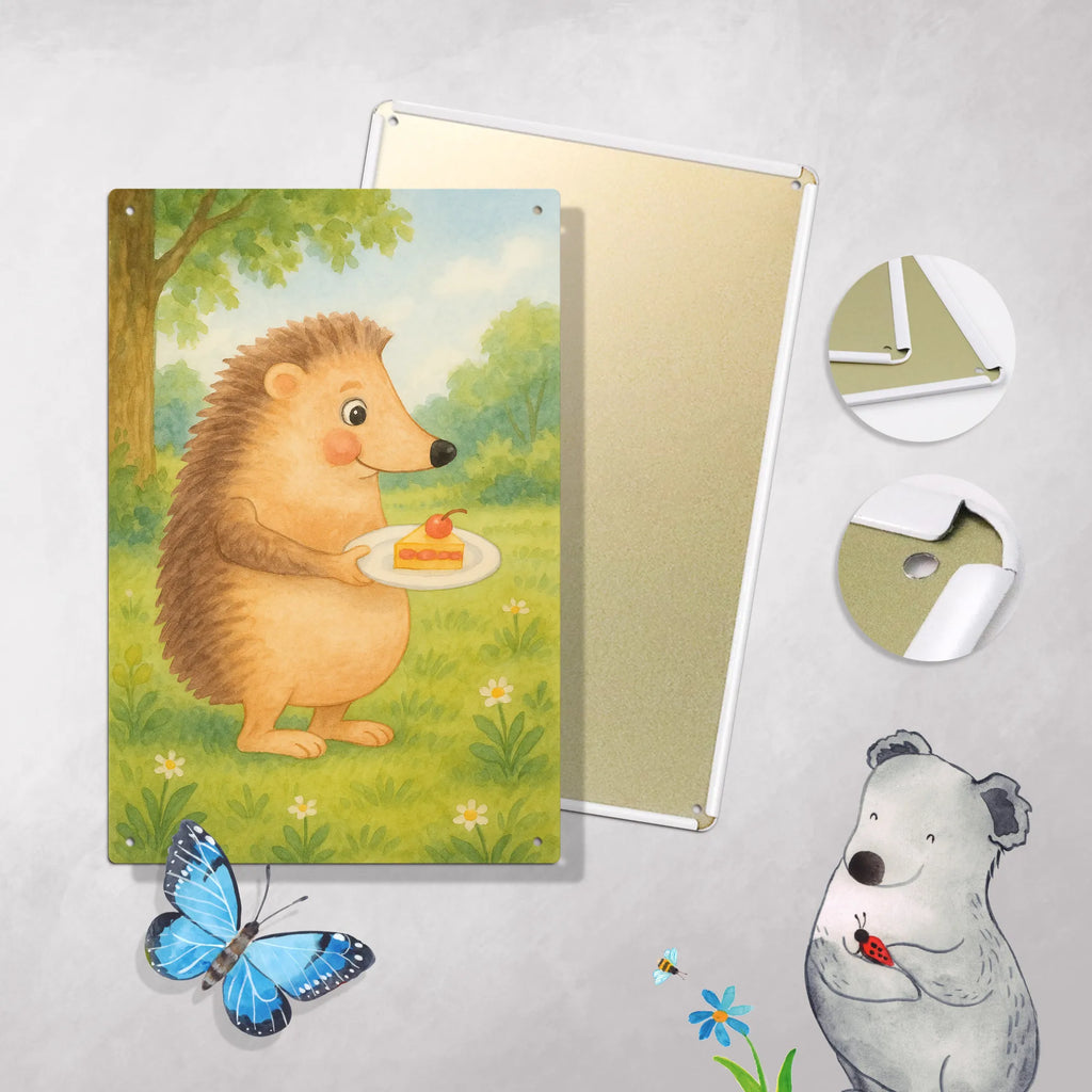 Metalowy szyld do malowania po numerach jeż kawałek ciasta Design Motywy zwierzęce, dobra energia, zabawne powiedzonka, zwierzęta