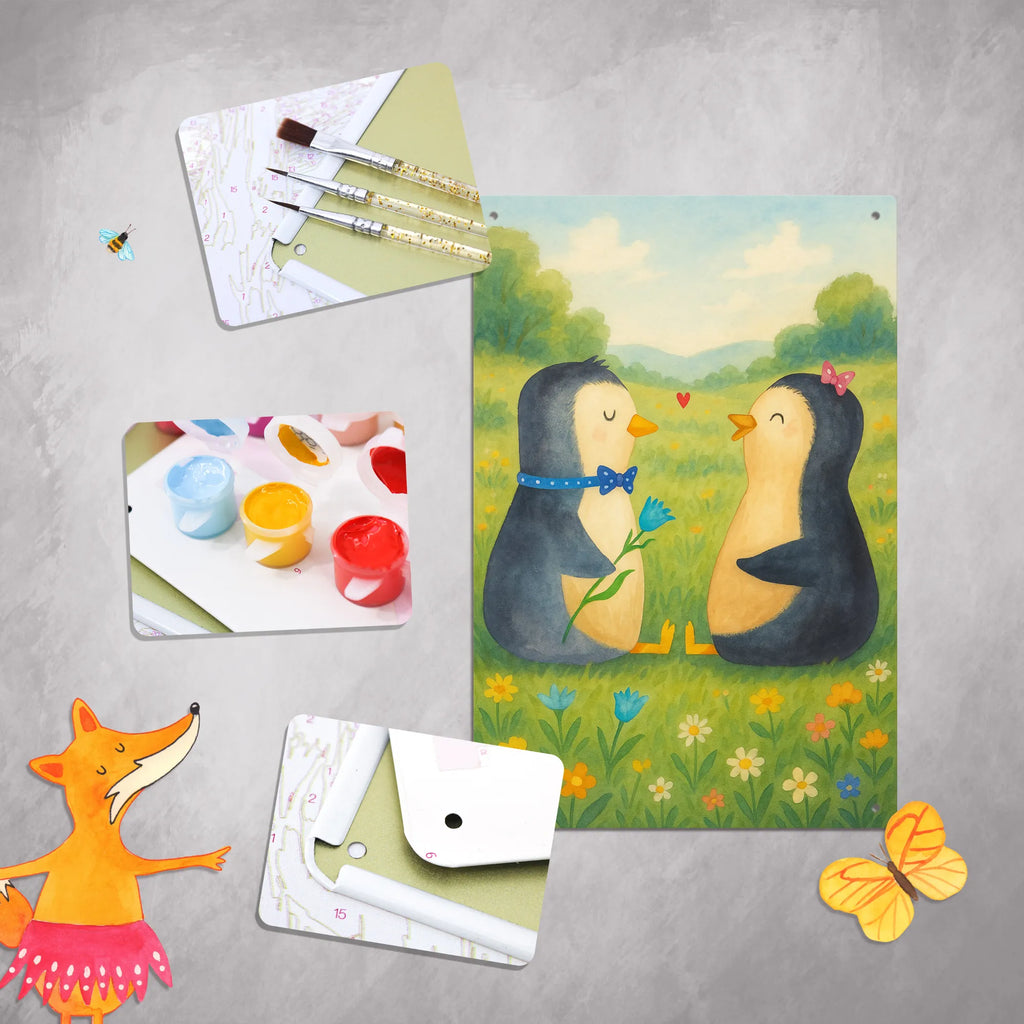 Paint by Numbers Metal Sign Penguin pair Design Penguin, North Pole, Winter, Penguins, engagement, penguin, dream couple, love gift, love, proof of love, penguins, lovers, anniversary, great love, wedding gift, wedding, wedding day