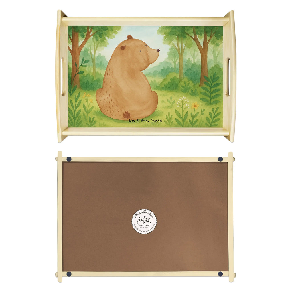 Serviertablett Bär Schulterblick Design Serviertablett, Tablett, Holztablett, Küchentablett, Dekotablett, Frühstückstablett, Bär, Teddy, Teddybär, Selbstachtung, Weltansicht, Motivation, Bären, Bärenliebe, Weisheit