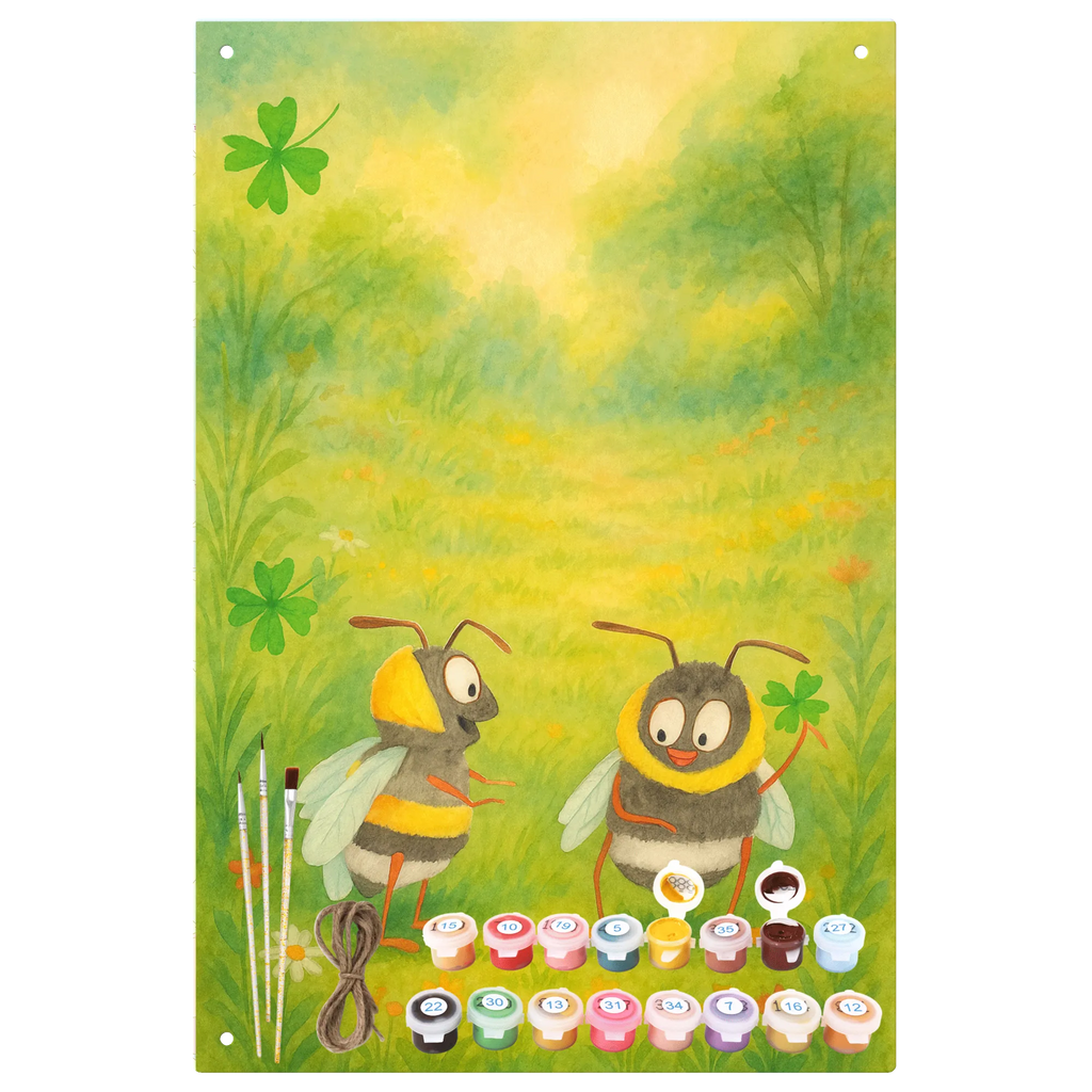 Paint by Numbers Metal Sign bumblebees shamrock Design small animals, cute, funny, cute animal motives, hand drawn, small world, funny sayings, good mood, happy, gifts, gift ideas, special gifts, animal lover, card, saying happy, saying beautiful, bee, become happy, bee decoration, bumblebee, saying positive, be happy
