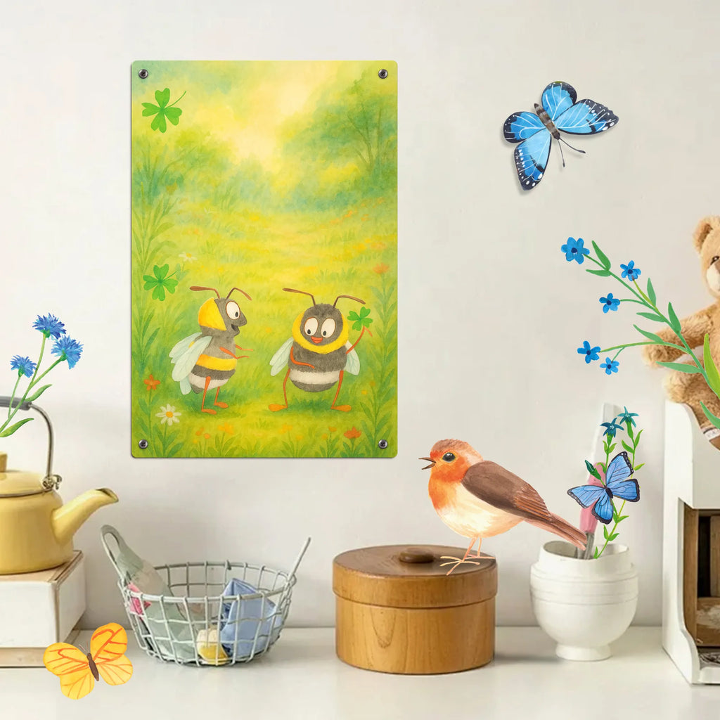 Paint by Numbers Metal Sign bumblebees shamrock Design small animals, cute, funny, cute animal motives, hand drawn, small world, funny sayings, good mood, happy, gifts, gift ideas, special gifts, animal lover, card, saying happy, saying beautiful, bee, become happy, bee decoration, bumblebee, saying positive, be happy