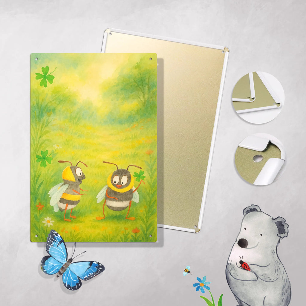 Paint by Numbers Metal Sign bumblebees shamrock Design small animals, cute, funny, cute animal motives, hand drawn, small world, funny sayings, good mood, happy, gifts, gift ideas, special gifts, animal lover, card, saying happy, saying beautiful, bee, become happy, bee decoration, bumblebee, saying positive, be happy