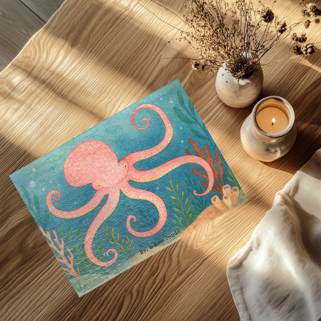 Puzzle Tintenfisch Design Puzzle, Tiermotive, Gute Laune, lustige Sprüche, Tiere, Meer, Meerestier, Krake, Tintenfisch, Arme, Wasser, Ozean