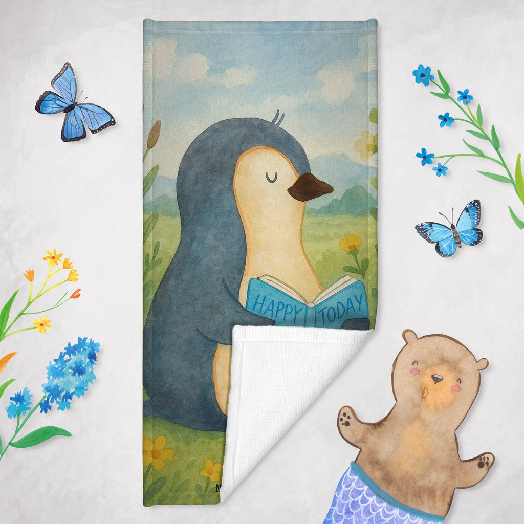 Hand towel Penguin A book Design Duschtuch, Badetuch, Strandtuch, Saunatuch, Kinder Handtuch, Pinguin, Pinguine, Buch, Lesen, Bücherwurm, Nichtstun, Faulenzen, Ferien, Urlaub, Freizeit