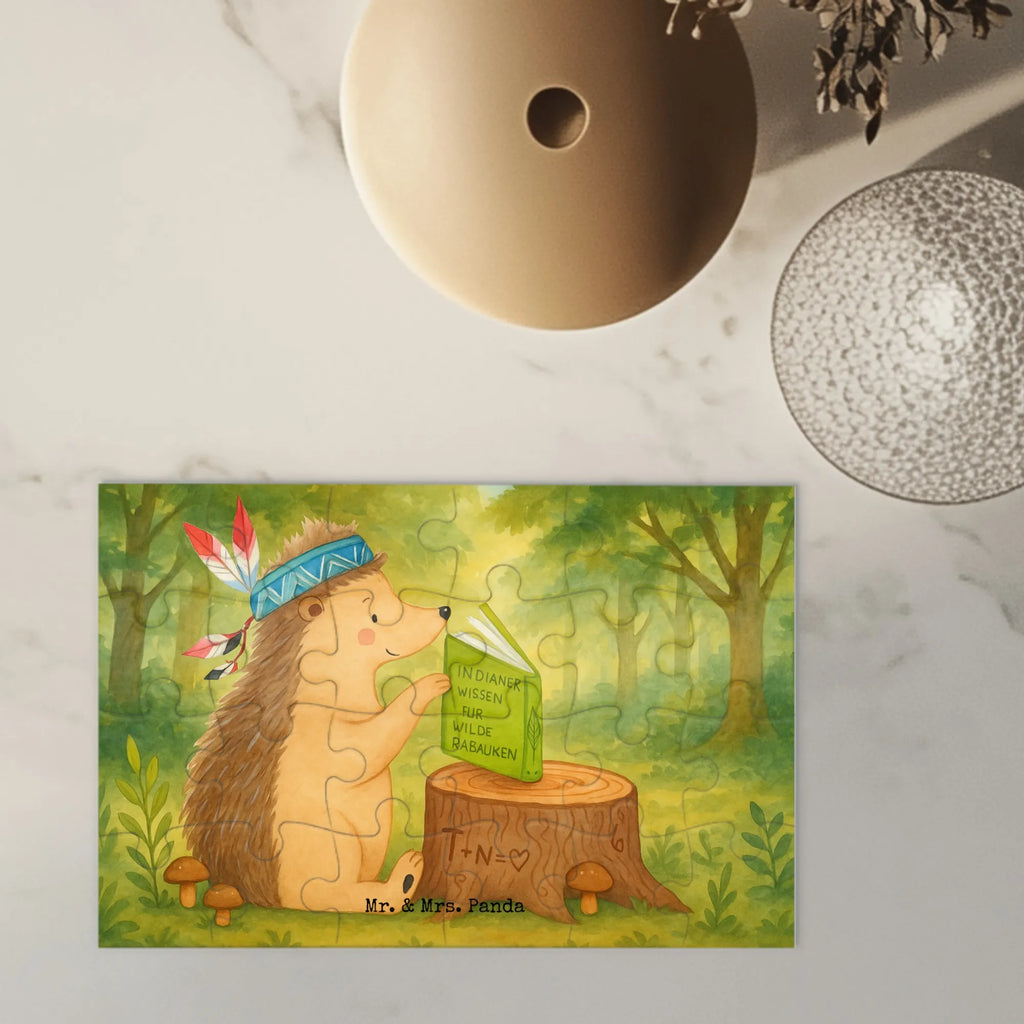 Puzzle Igel Federschmuck Design Puzzle, Waldtiere, Tiere, Igel, Indianer, Abenteuer, Lagerfeuer, Camping