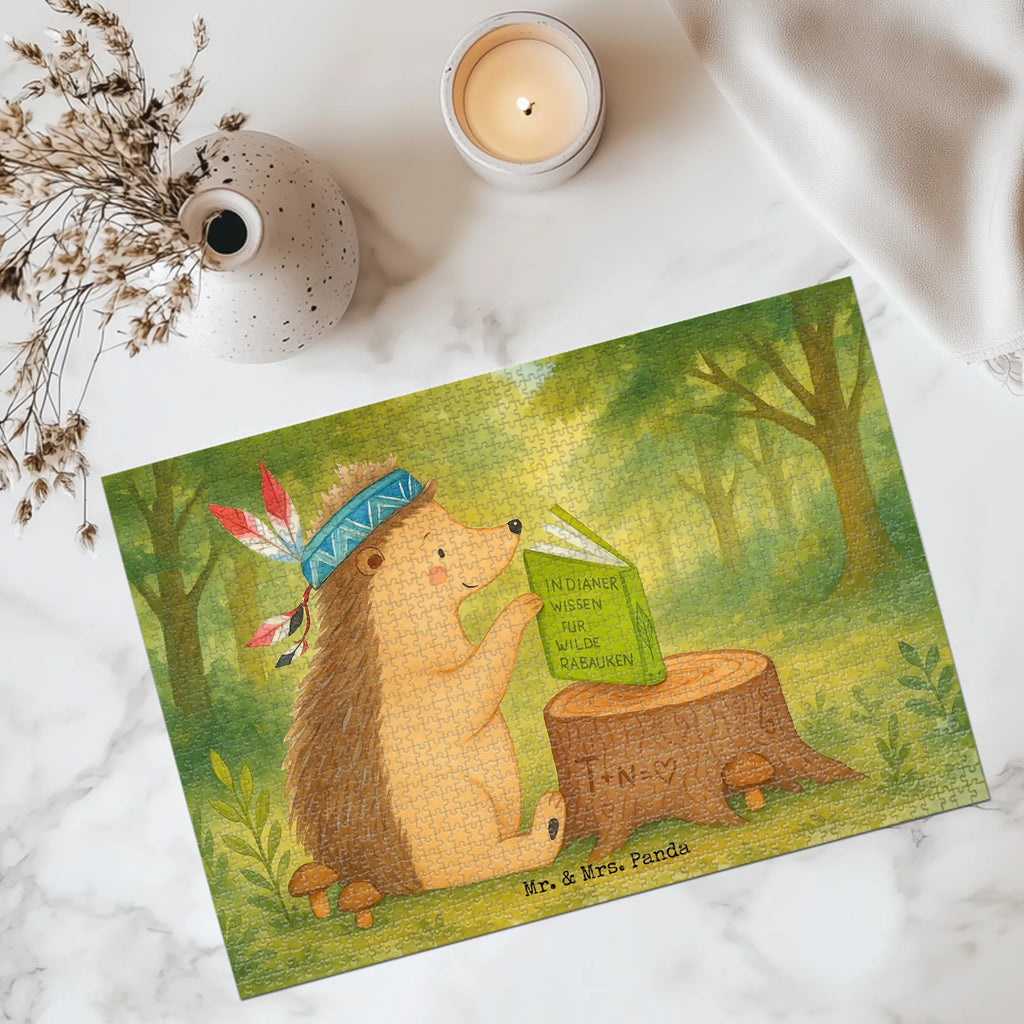 Puzzle Igel Federschmuck Design Puzzle, Waldtiere, Tiere, Igel, Indianer, Abenteuer, Lagerfeuer, Camping