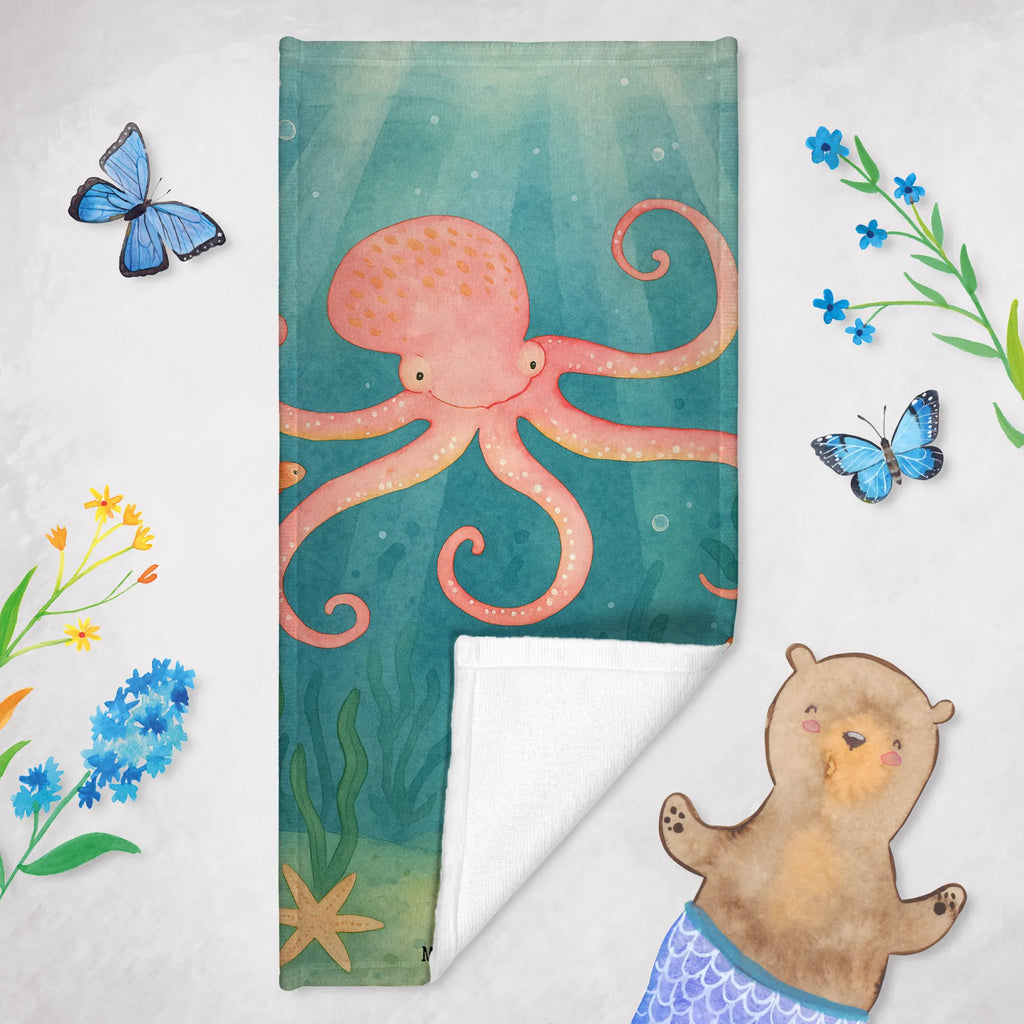 Badehandtuch Tintenfisch Design Duschtuch, Badetuch, Strandtuch, Saunatuch, Kinder Handtuch, Tiermotive, Gute Laune, lustige Sprüche, Tiere, Meer, Meerestier, Krake, Tintenfisch, Arme, Wasser, Ozean