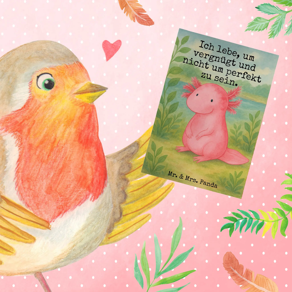 Grußkarte Axolotl Niedlich Design Grußkarte, Klappkarte, Einladungskarte, Glückwunschkarte, Hochzeitskarte, Geburtstagskarte, Karte, Ansichtskarten, Axolotl, Molch, Axolot, vergnügt, fröhlich, zufrieden, Lebensstil, Weisheit, Lebensweisheit, Liebe, Freundin