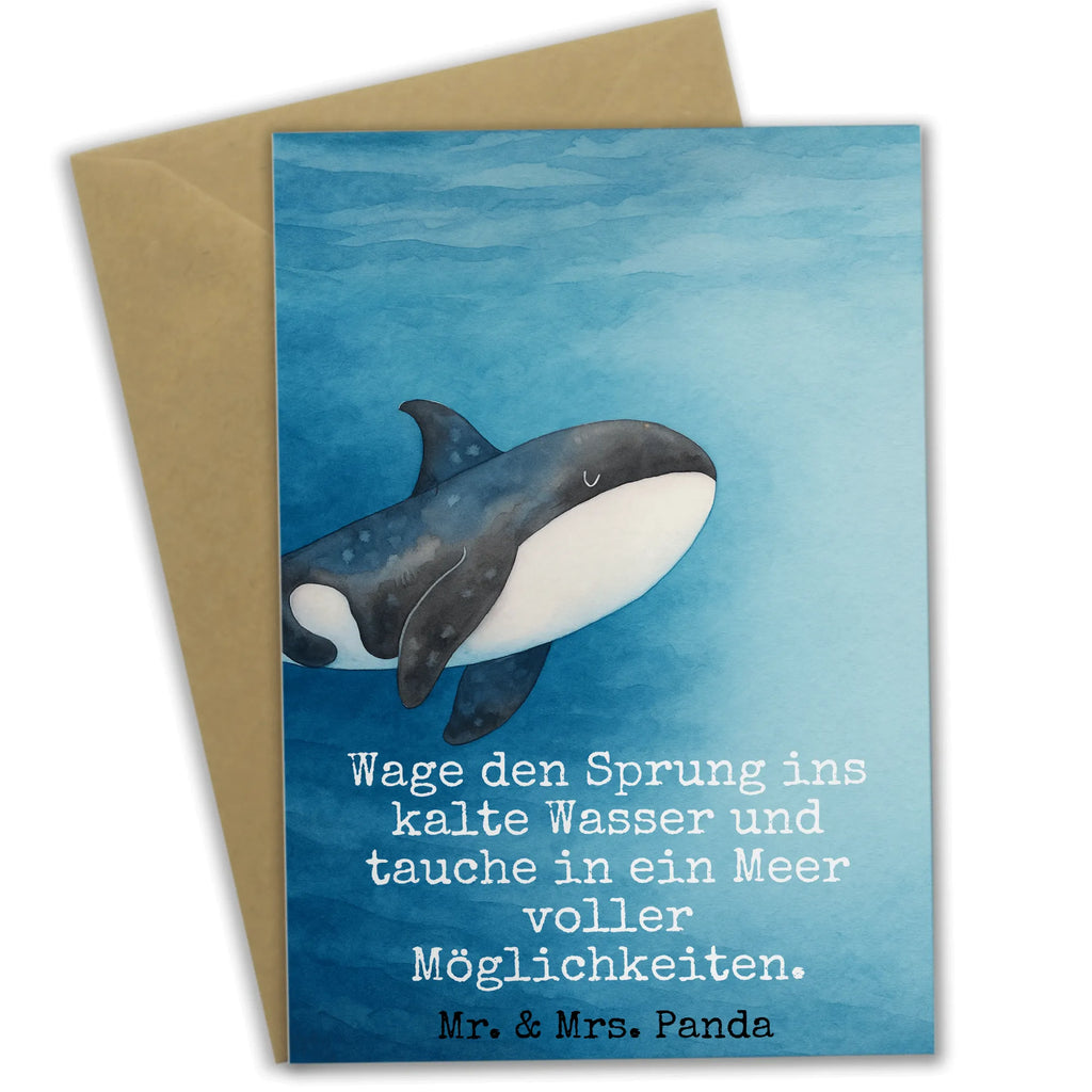 Greetings card Orca Design Grußkarte, Klappkarte, Einladungskarte, Glückwunschkarte, Hochzeitskarte, Geburtstagskarte, Karte, Ansichtskarten, Meerestiere, Meer, Urlaub, Orca, Orcas, Killerwal, Wal, Möglichkeiten, Büro, Arbeit, Motivation, Selbstliebe, Neustart, Startup