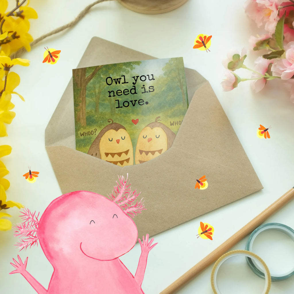 Grußkarte Eulen Liebe Design Grußkarte, Klappkarte, Einladungskarte, Glückwunschkarte, Hochzeitskarte, Geburtstagskarte, Karte, Ansichtskarten, Eule, Eule Deko, Liebe, Hochzeit Spruch, Owl, All you need is love, Liebe Spruch, Freundin Geschenk, Freund, Wortspiel lustig