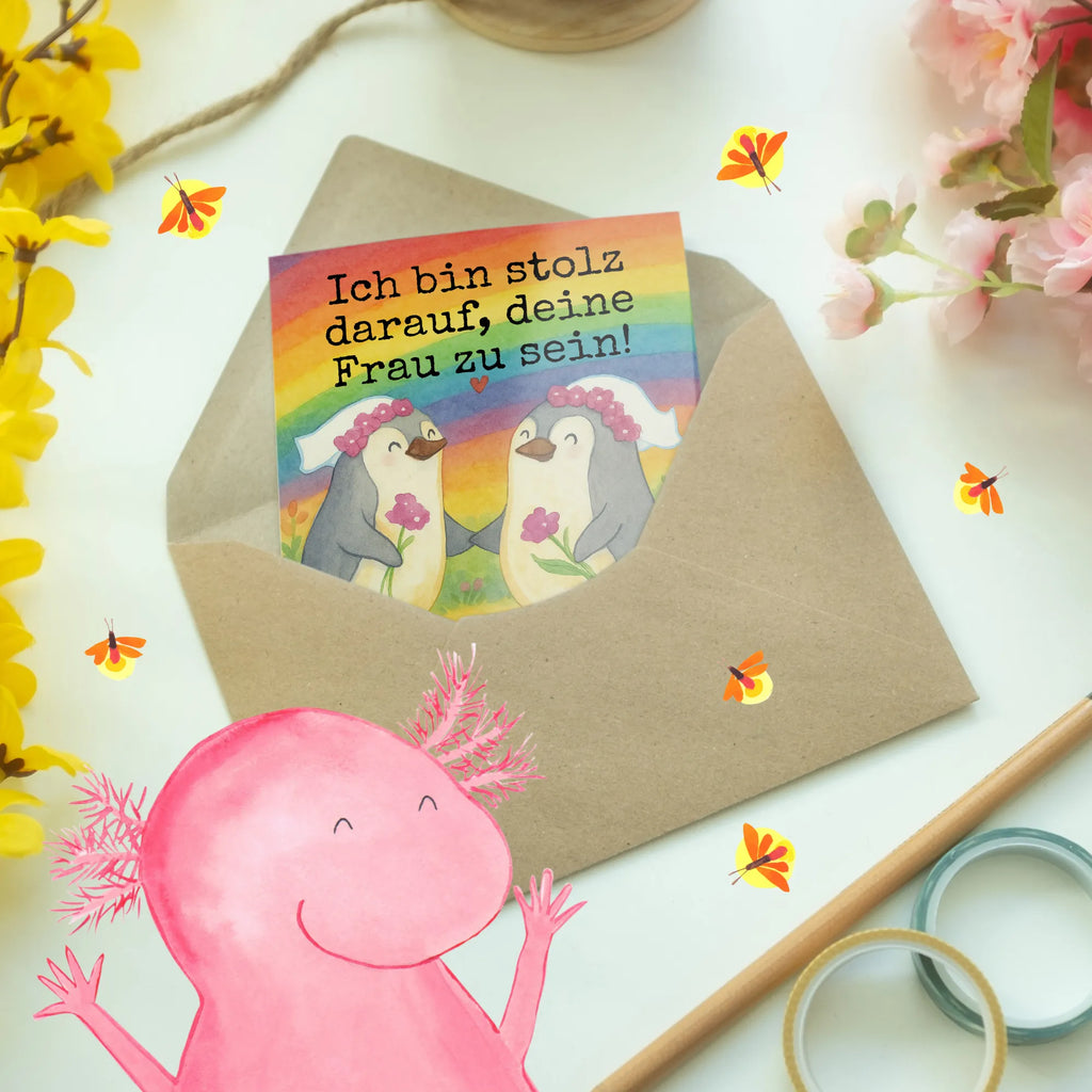 Grußkarte Pinguine Lesbian Pride Design Grußkarte, Klappkarte, Einladungskarte, Glückwunschkarte, Hochzeitskarte, Geburtstagskarte, Karte, Ansichtskarten, Hochzeit, Hochzeitsgeschenk, Ehe, Hochzeitsfeier, Trauung, Trauungsgeschenk, Verlobungsfeier, Verlobungsgeschenk, Hochzeitsgeschenkideen, Hochzeitsgeschenke für Brautpaar, Gleichgeschlechtliche Hochzeit