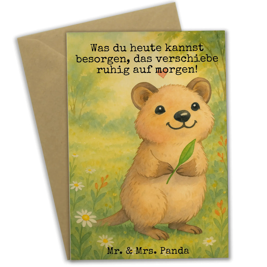 Grußkarte Quokka Happy Design Grußkarte, Klappkarte, Einladungskarte, Glückwunschkarte, Hochzeitskarte, Geburtstagskarte, Karte, Ansichtskarten, Tiermotive, Gute Laune, lustige Sprüche, Tiere, Quokka, Verschieben, Aufschieberitis, Lustiger Spruch, Niedliches Tier, Dinge erledigen