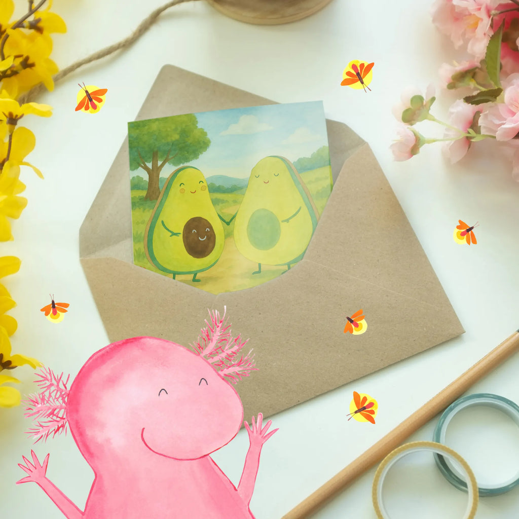 Grußkarte Avocado Pärchen Design Grußkarte, Klappkarte, Einladungskarte, Glückwunschkarte, Hochzeitskarte, Geburtstagskarte, Karte, Ansichtskarten, Avocado, Veggie, Vegan, Gesund, Avocuddle, Liebe, Schwangerschaft, Familie, Babyshower, Babyparty, Hochzeit, Kinder, Avocados, Geburt