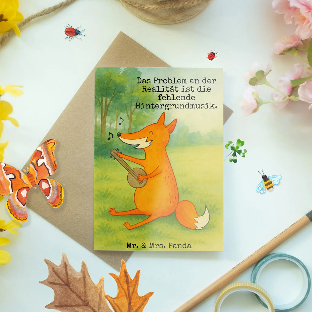 Grußkarte Fuchs Gitarre Design Grußkarte, Klappkarte, Einladungskarte, Glückwunschkarte, Hochzeitskarte, Geburtstagskarte, Karte, Ansichtskarten, Fuchs, Füchse, Geschenk Musiker, Musik Spruch, Musikerin, Sänger, Sängerin, Gitarre